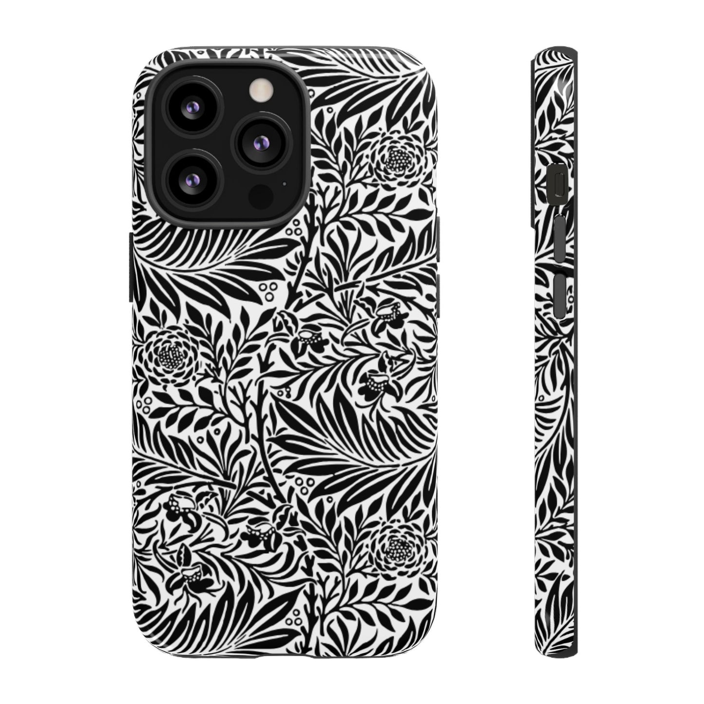 Black and White Botanical Floral Tough Phone Case