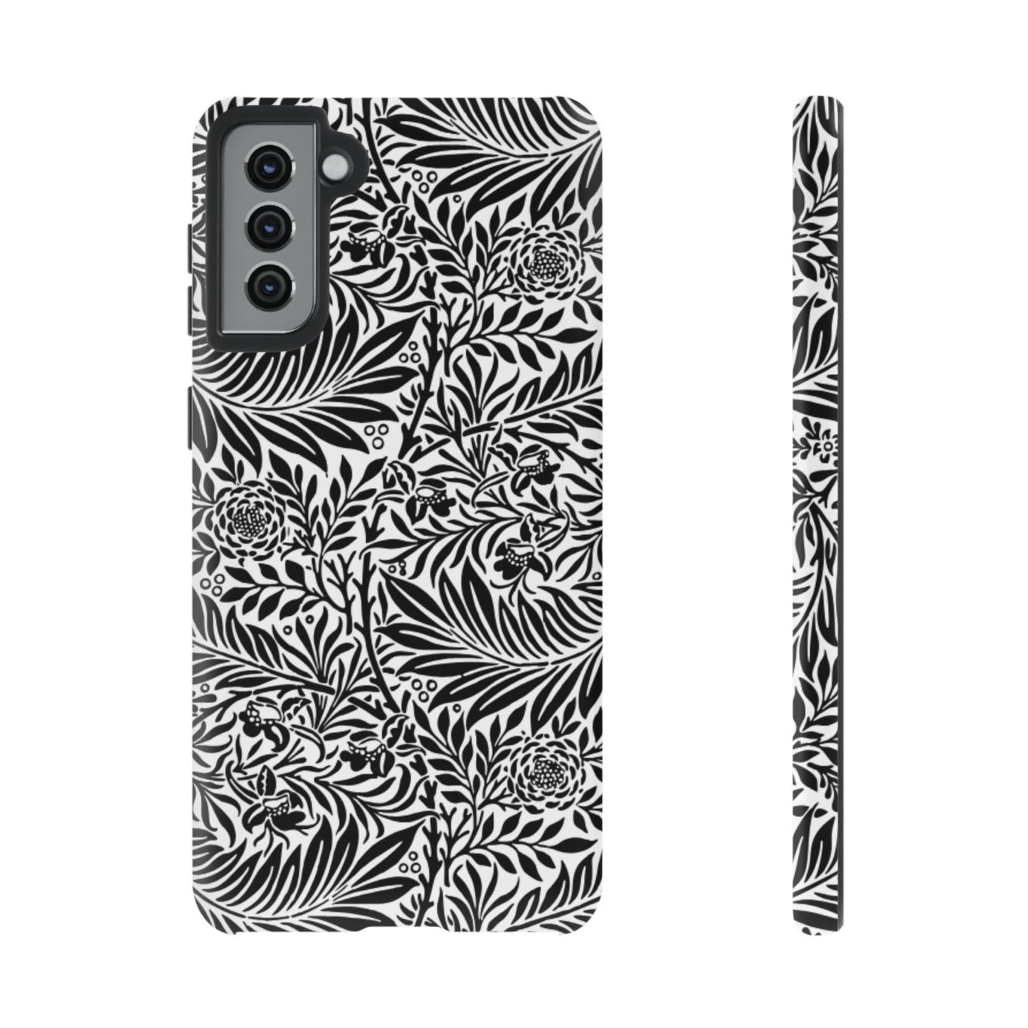 Black and White Botanical Floral Tough Phone Case