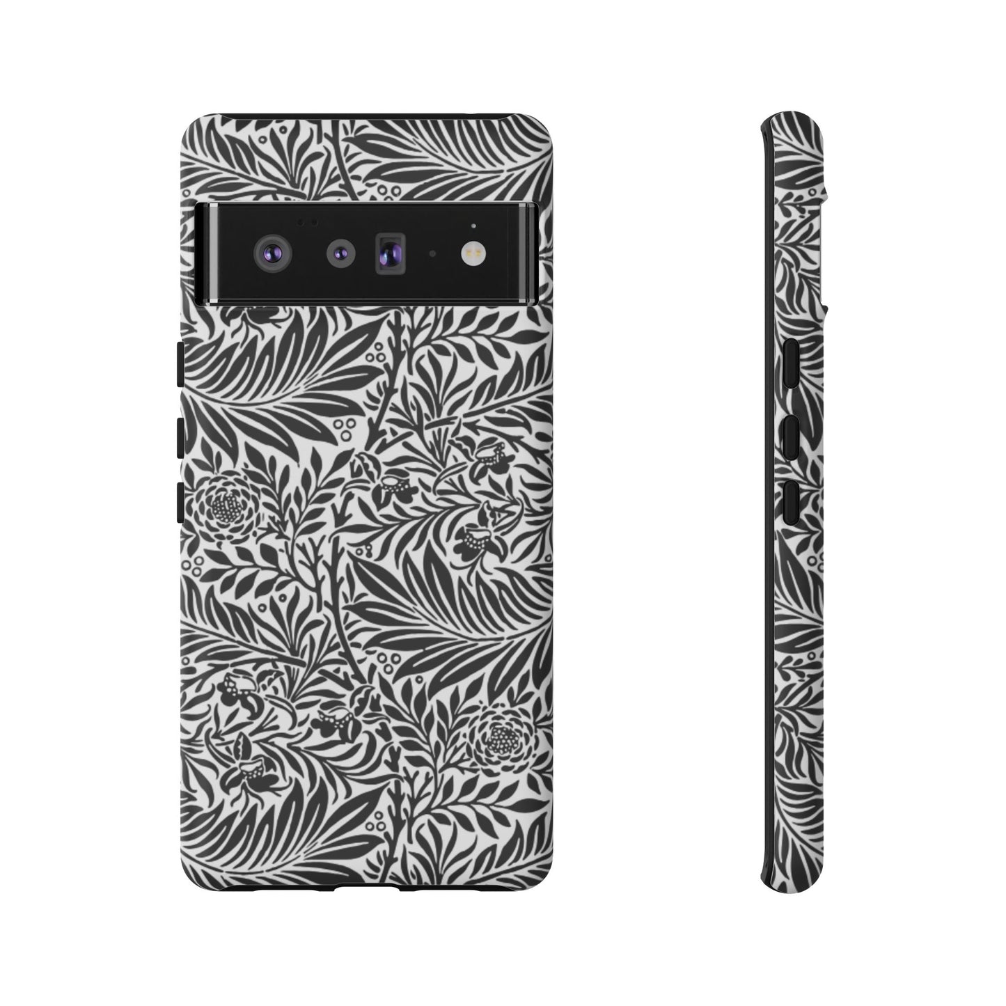 Black and White Botanical Floral Tough Phone Case