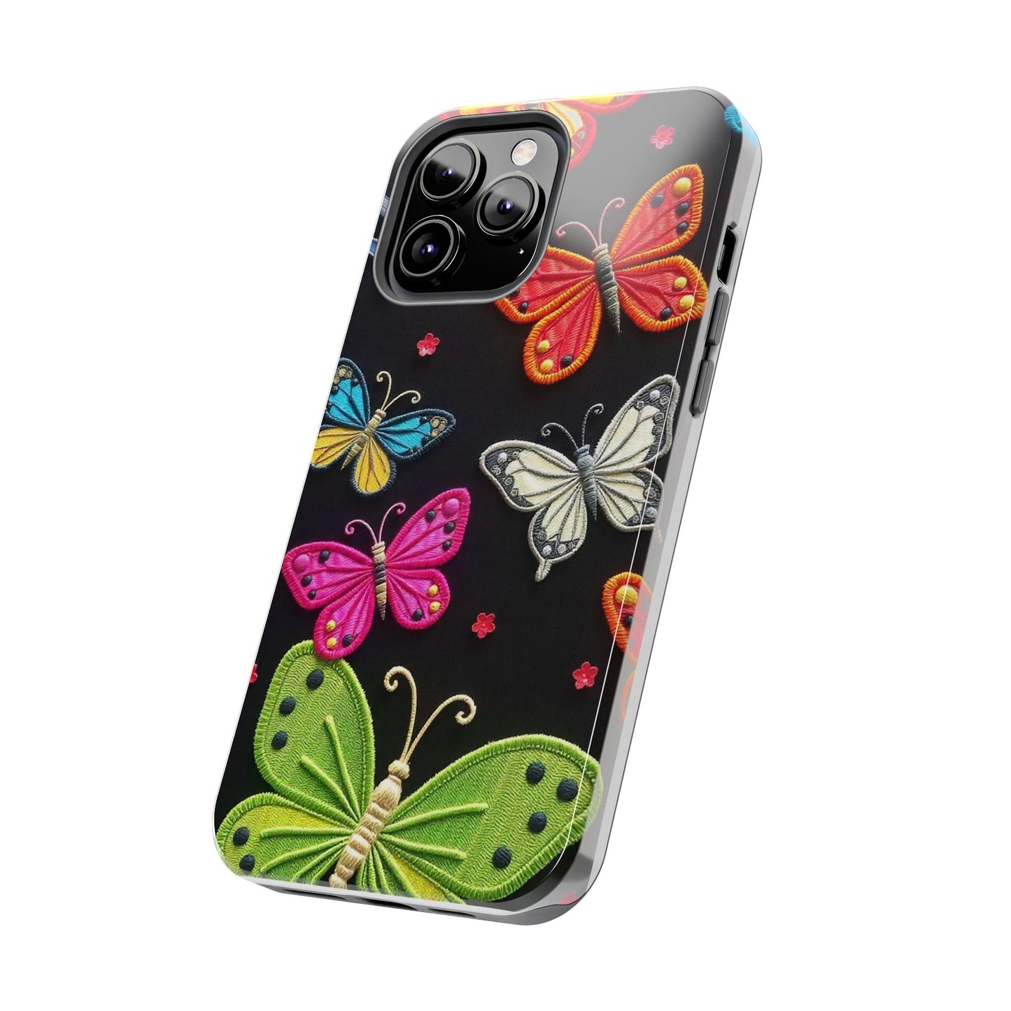 Vibrant Embroidered Butterflies Phone Case