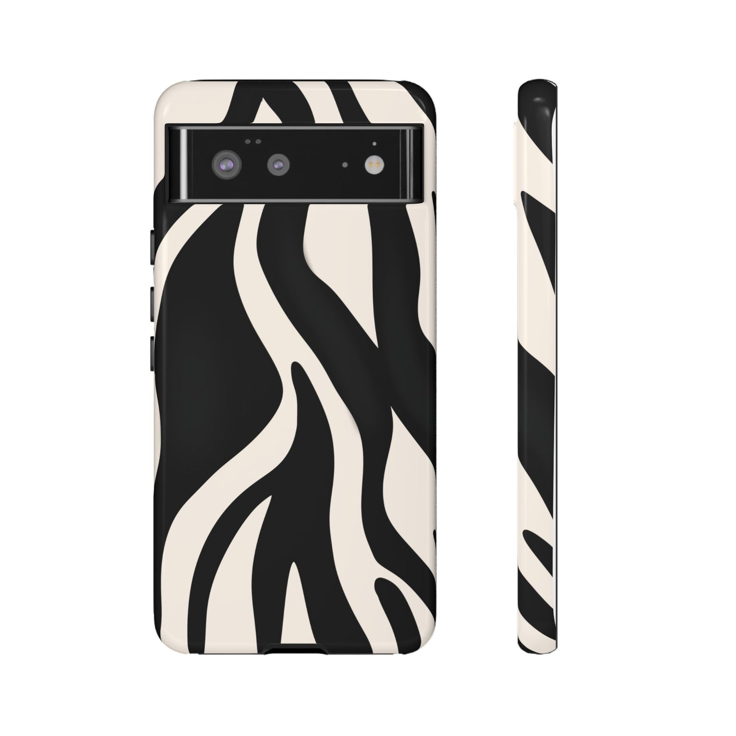 "Monochrome Waves: Zebra-Inspired Elegance Tough Case"