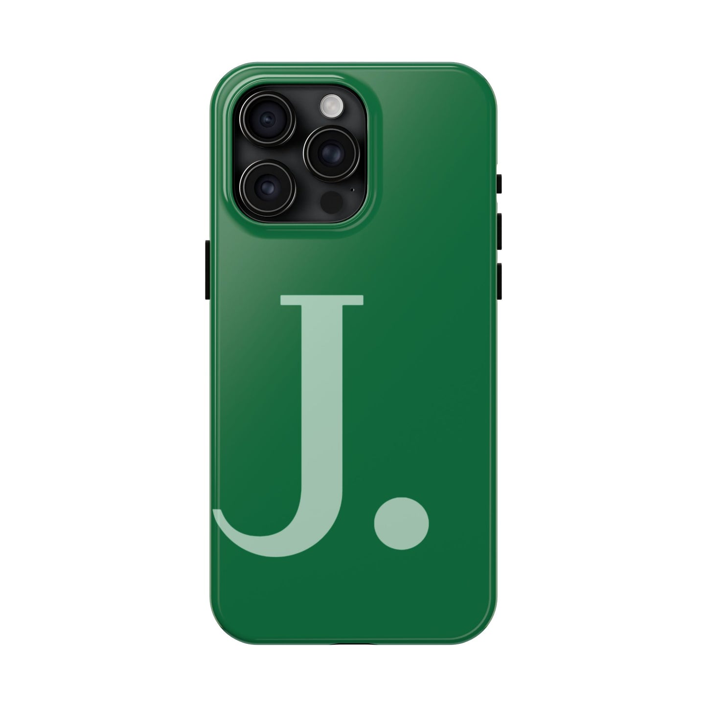 "Bold Minimalist Monogram: Custom Green Initial Tough Phone Case"