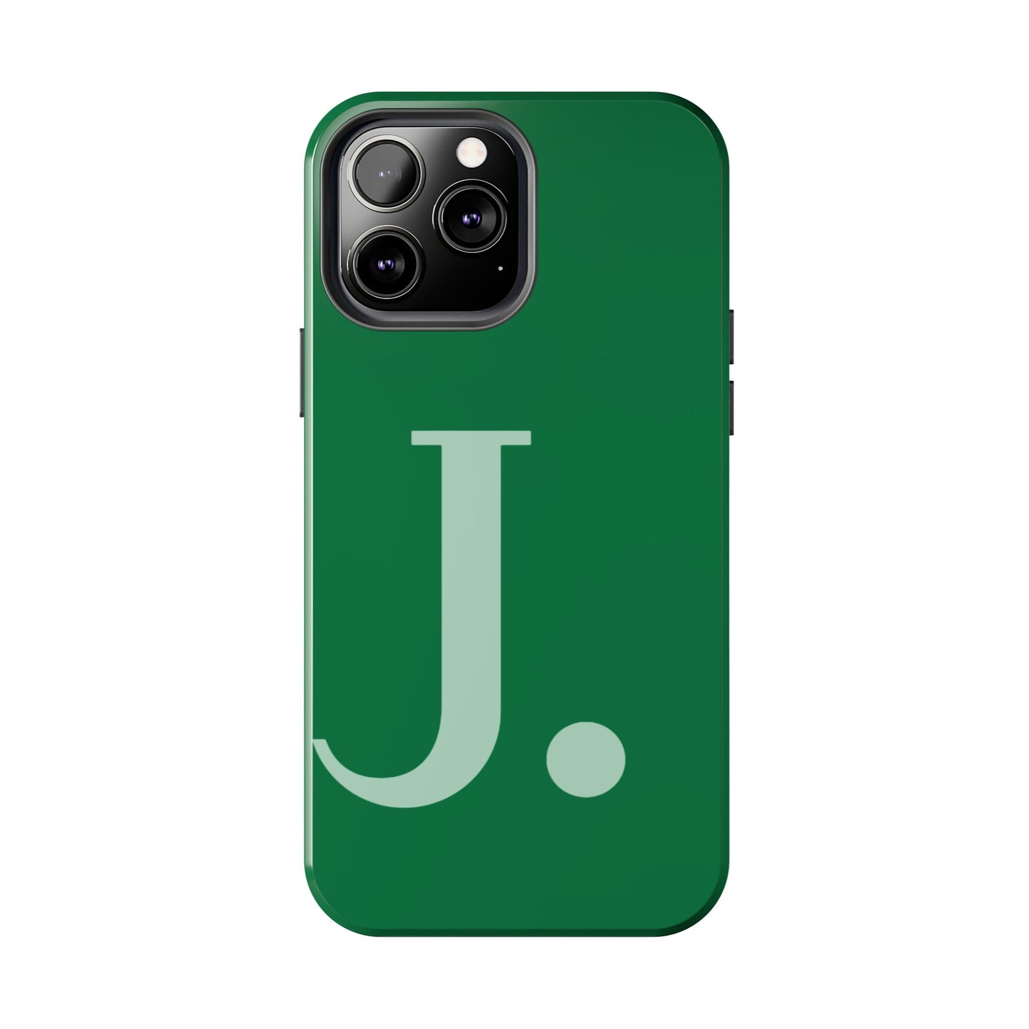 "Bold Minimalist Monogram: Custom Green Initial Tough Phone Case"