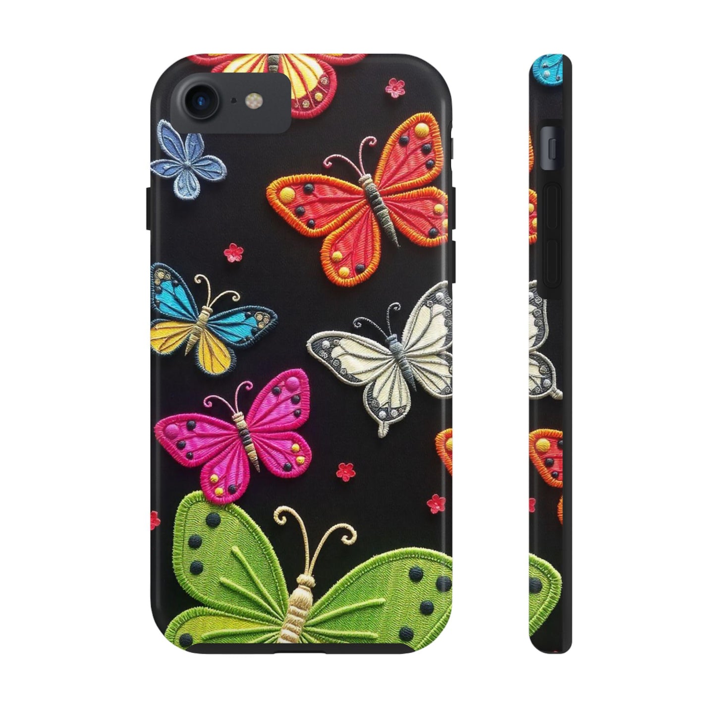 Vibrant Embroidered Butterflies Phone Case