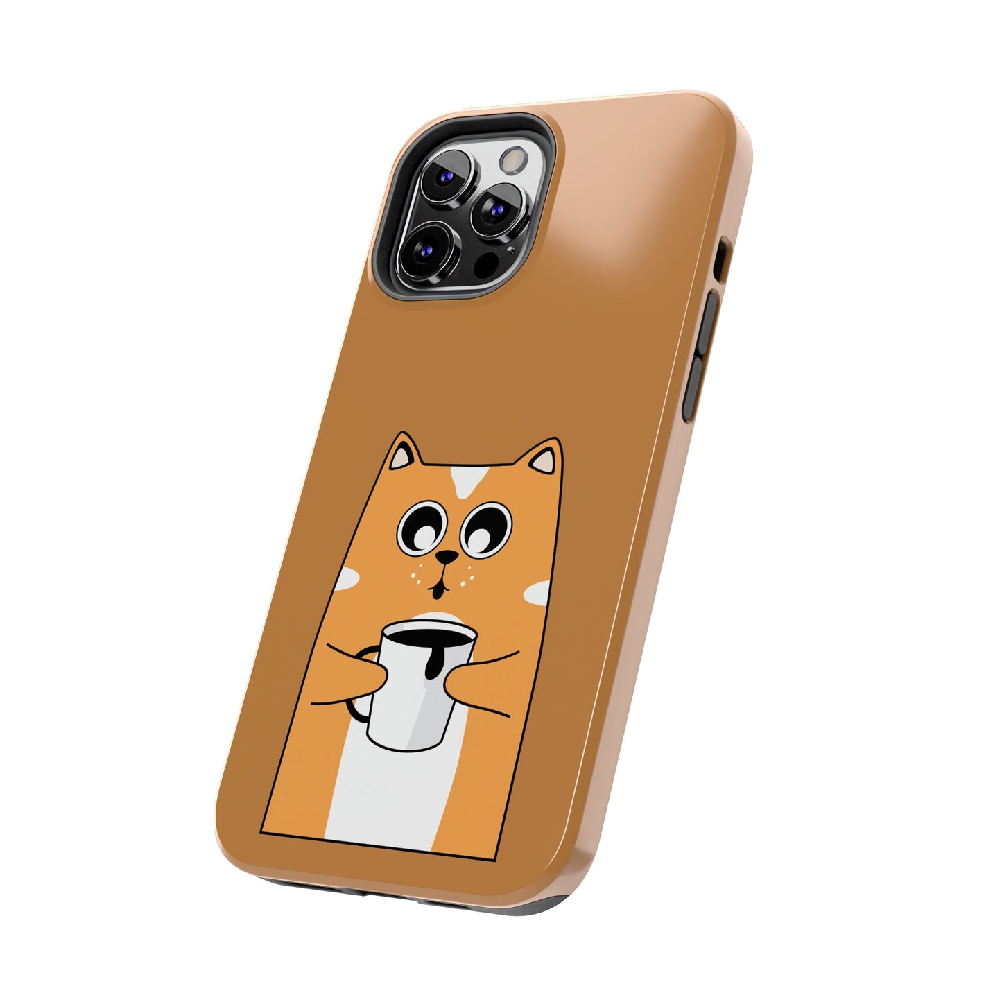 "Coffee Cat Tough Phone Case - Cute & Caffeinated Design"