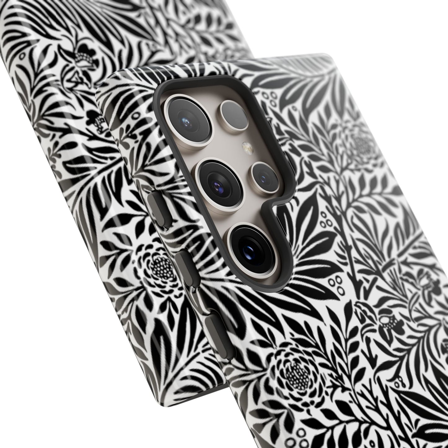 Black and White Botanical Floral Tough Phone Case