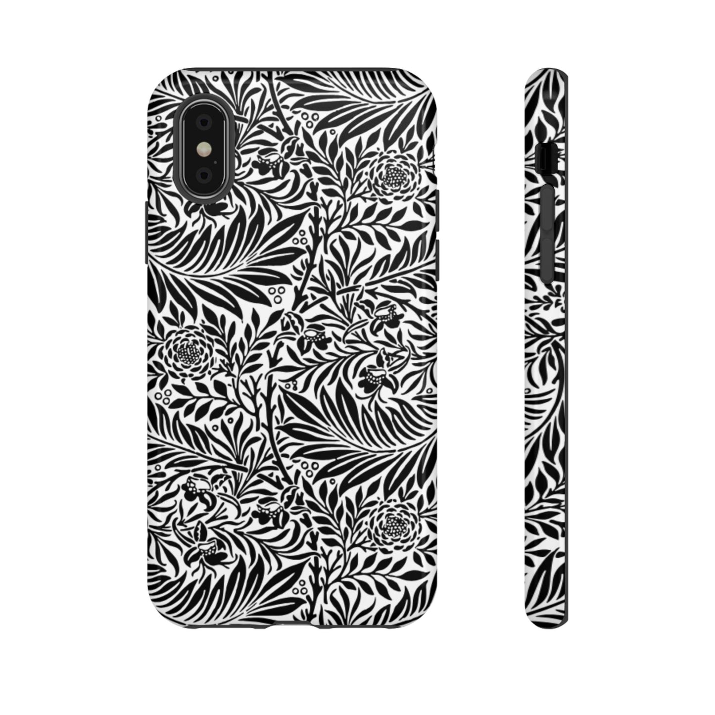 Black and White Botanical Floral Tough Phone Case