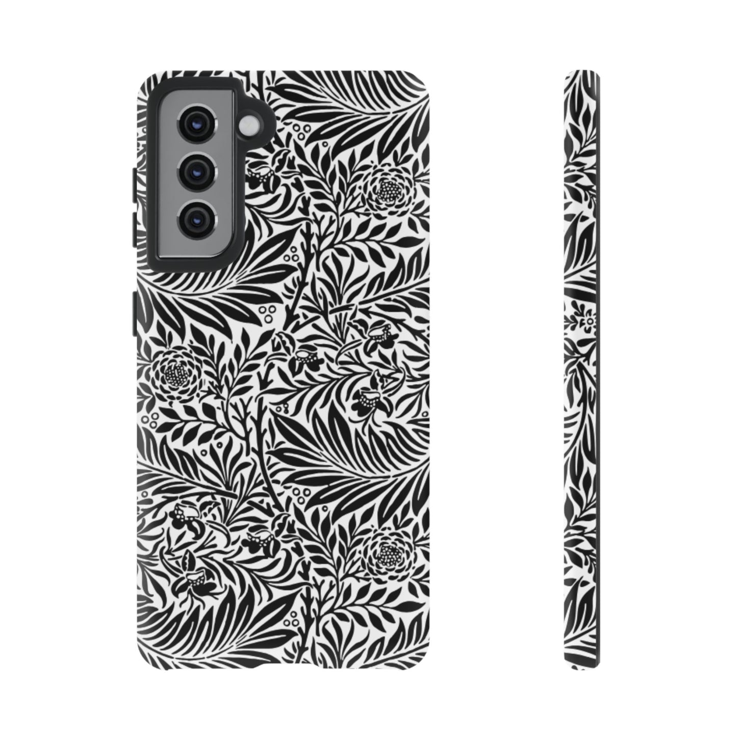 Black and White Botanical Floral Tough Phone Case