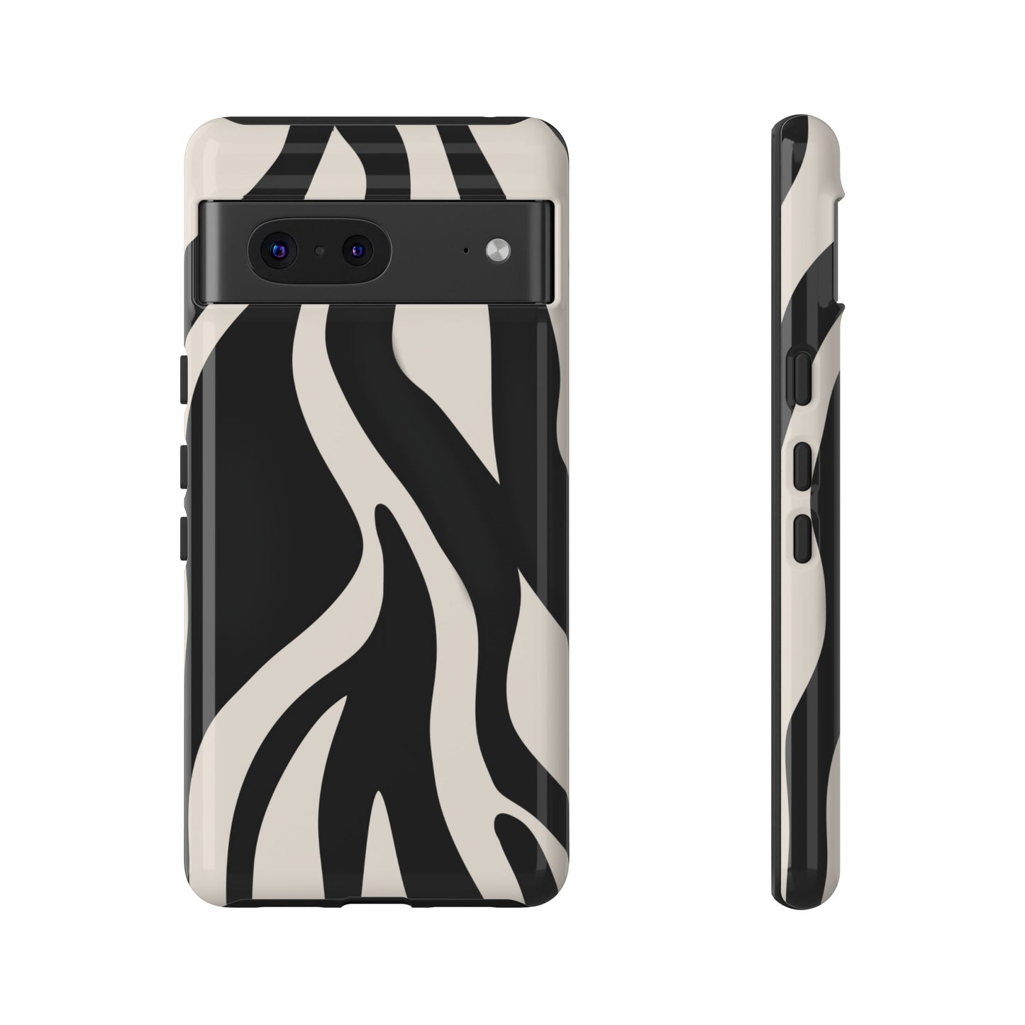 "Monochrome Waves: Zebra-Inspired Elegance Tough Case"