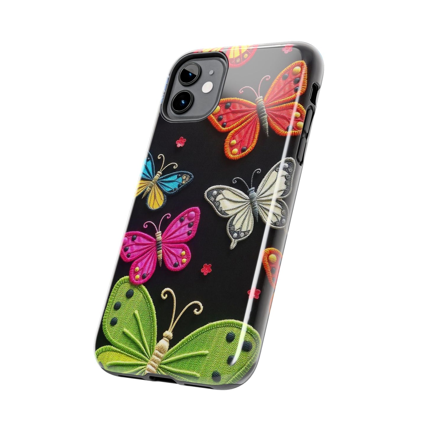 Vibrant Embroidered Butterflies Phone Case