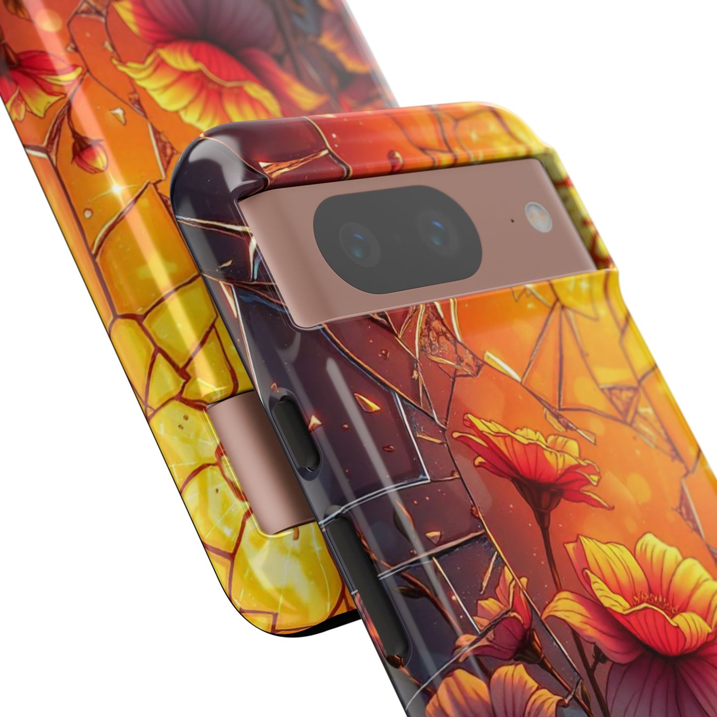 "Sunset Bloom: Shattered Glass & Floral Harmony Tough Case"