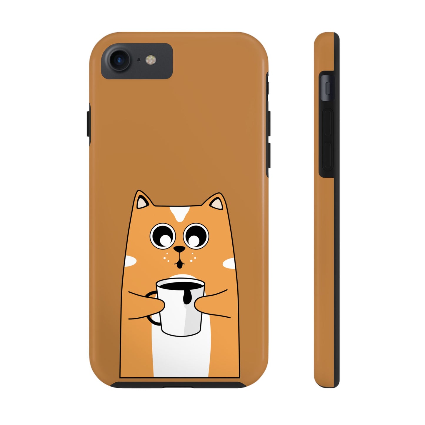 "Coffee Cat Tough Phone Case - Cute & Caffeinated Design"