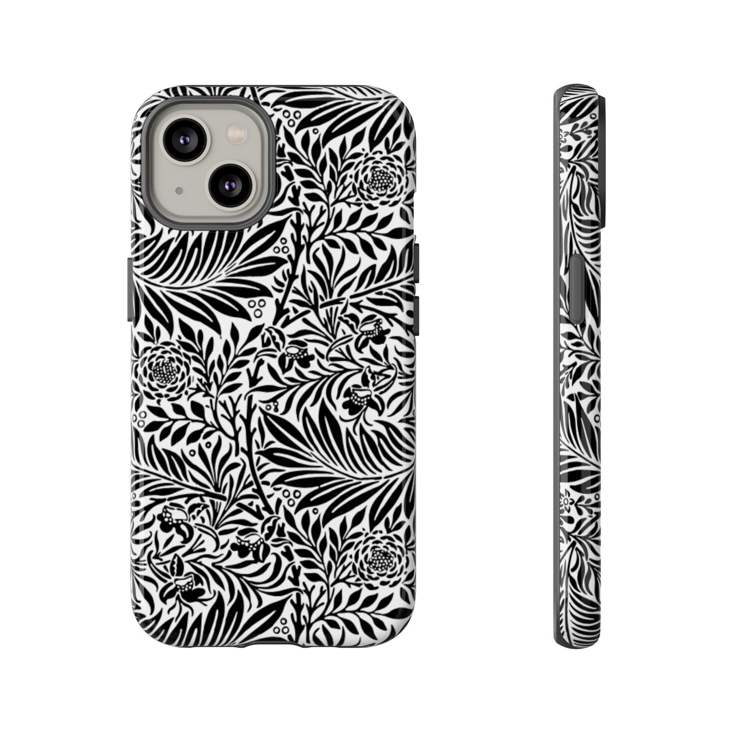 Black and White Botanical Floral Tough Phone Case