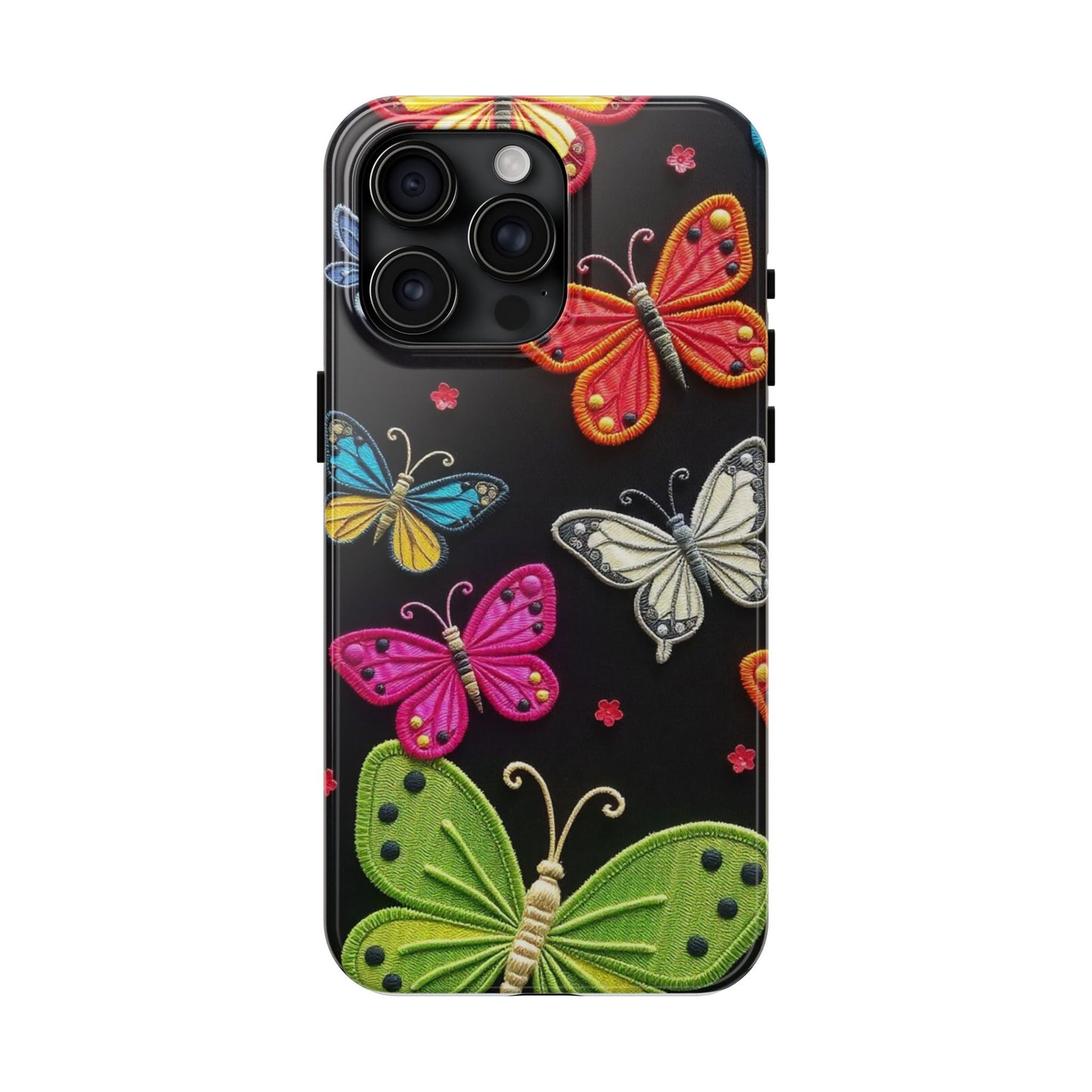 Vibrant Embroidered Butterflies Phone Case