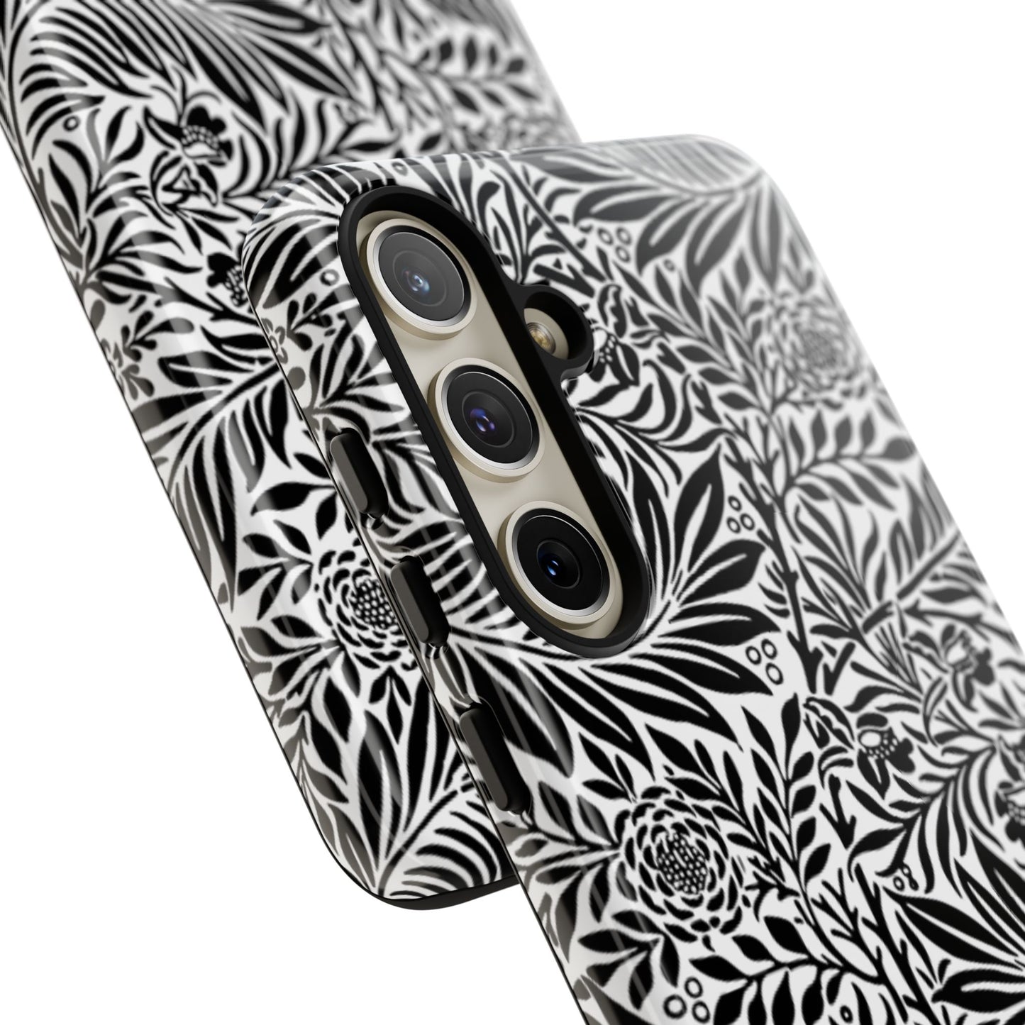 Black and White Botanical Floral Tough Phone Case