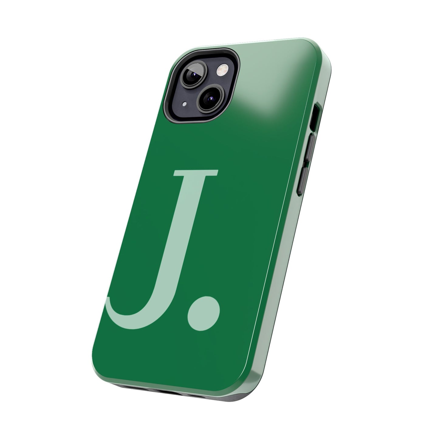 "Bold Minimalist Monogram: Custom Green Initial Tough Phone Case"