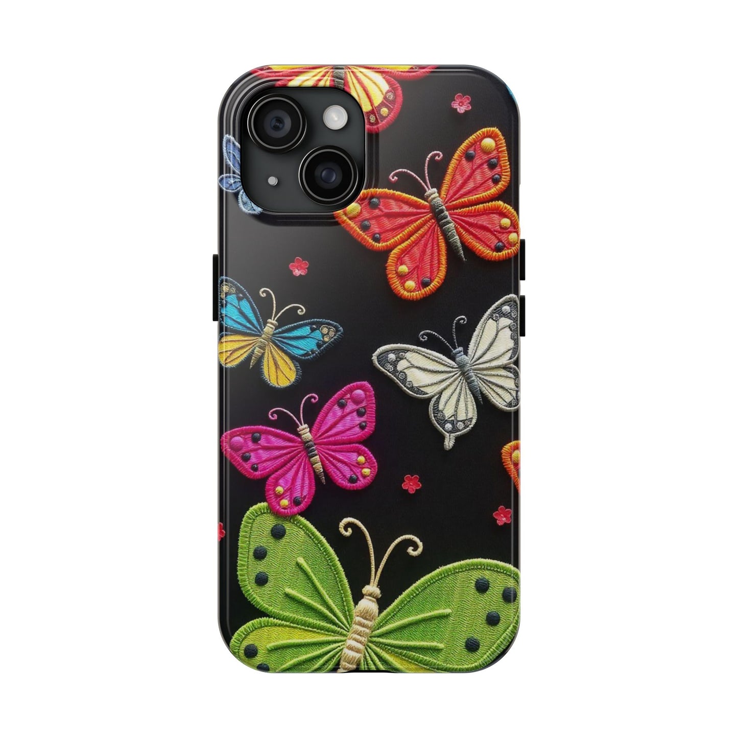 Vibrant Embroidered Butterflies Phone Case