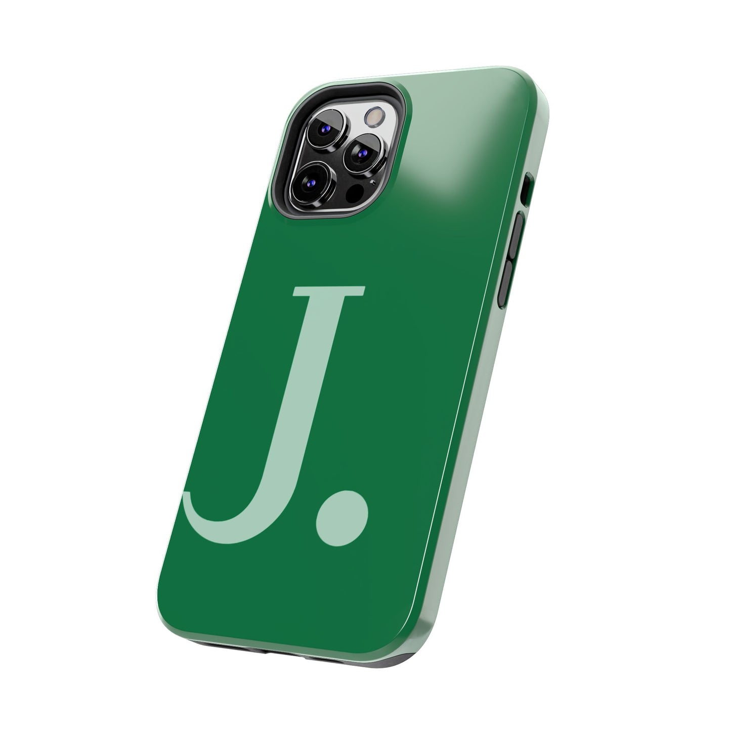 "Bold Minimalist Monogram: Custom Green Initial Tough Phone Case"