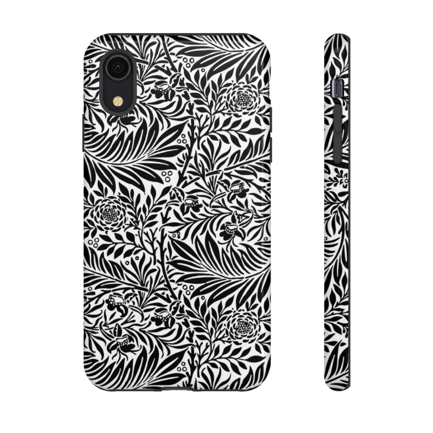 Black and White Botanical Floral Tough Phone Case