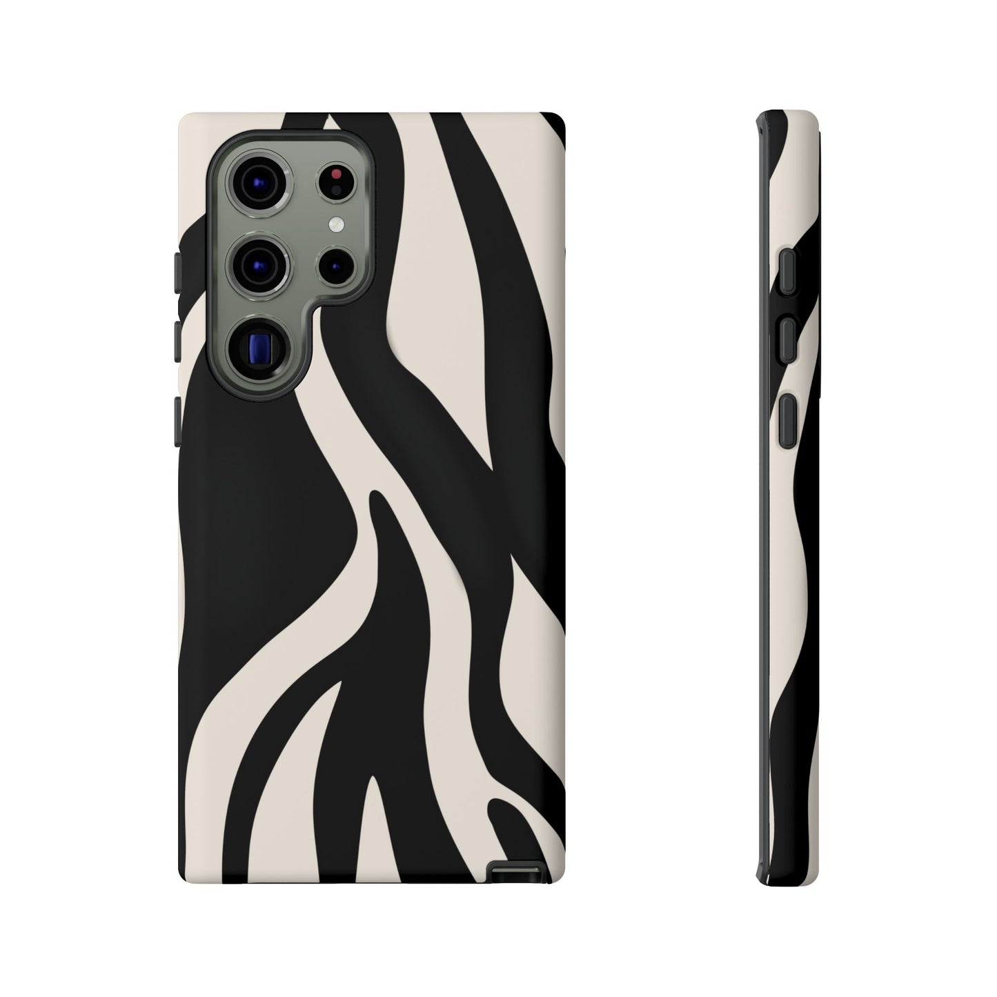 "Monochrome Waves: Zebra-Inspired Elegance Tough Case"