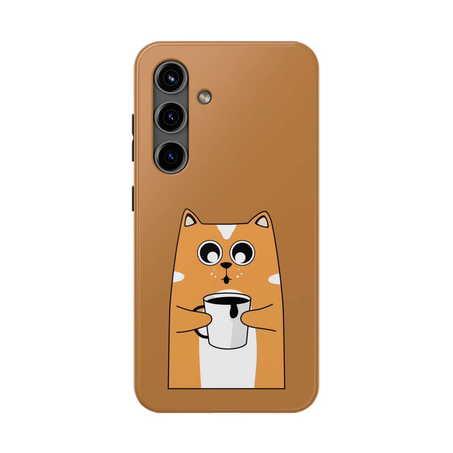 "Coffee Cat Tough Phone Case - Cute & Caffeinated Design"