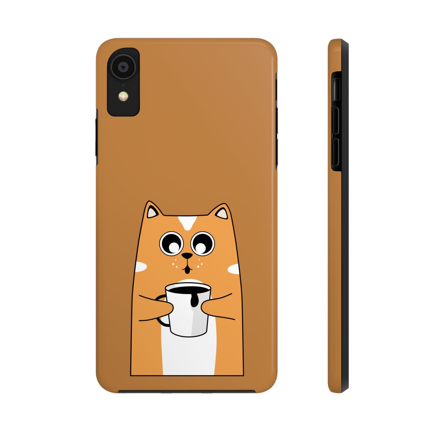 "Coffee Cat Tough Phone Case - Cute & Caffeinated Design"