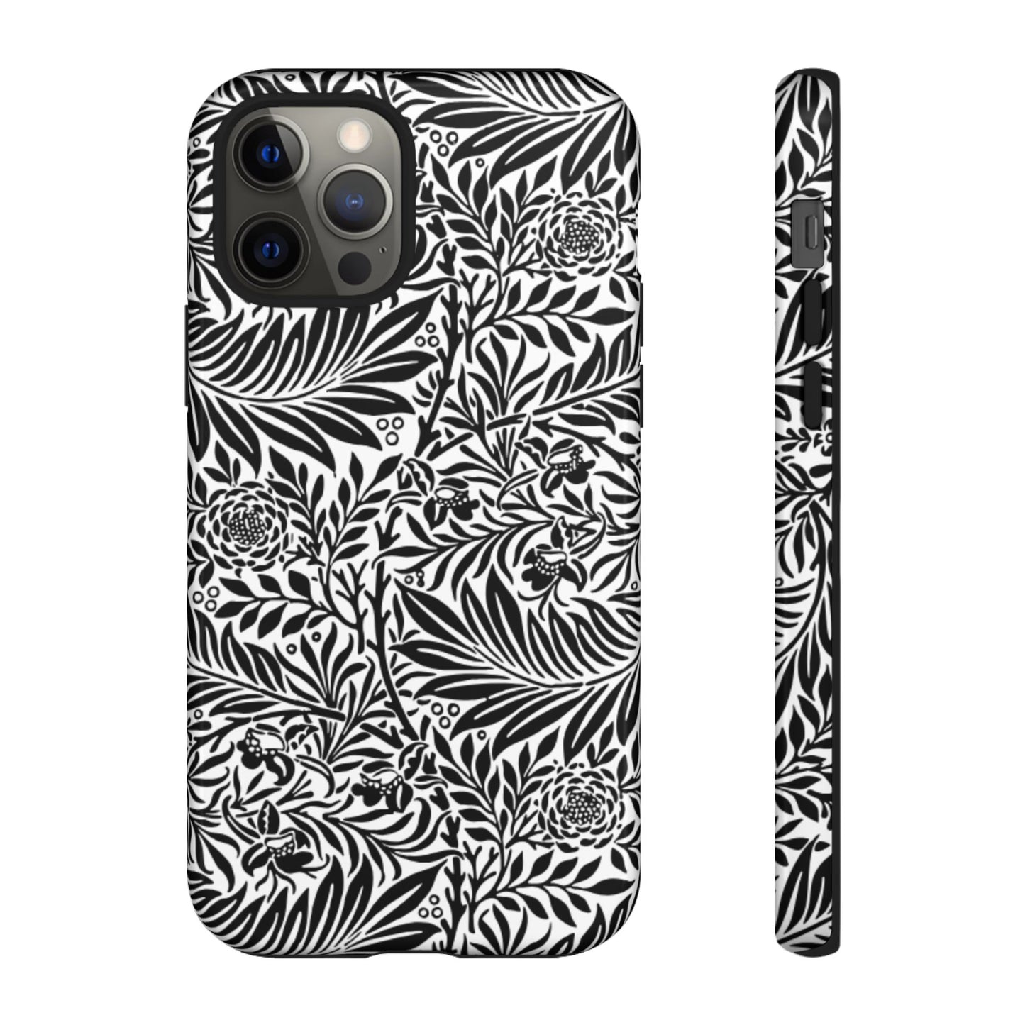 Black and White Botanical Floral Tough Phone Case