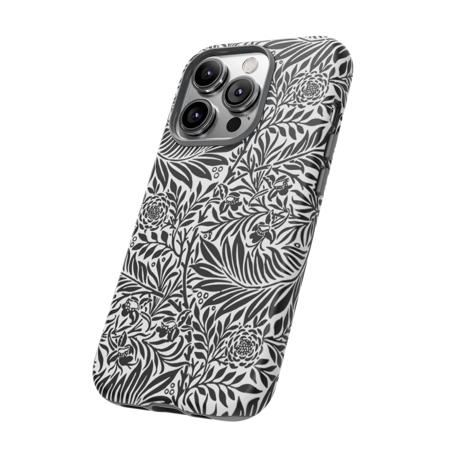 Black and White Botanical Floral Tough Phone Case