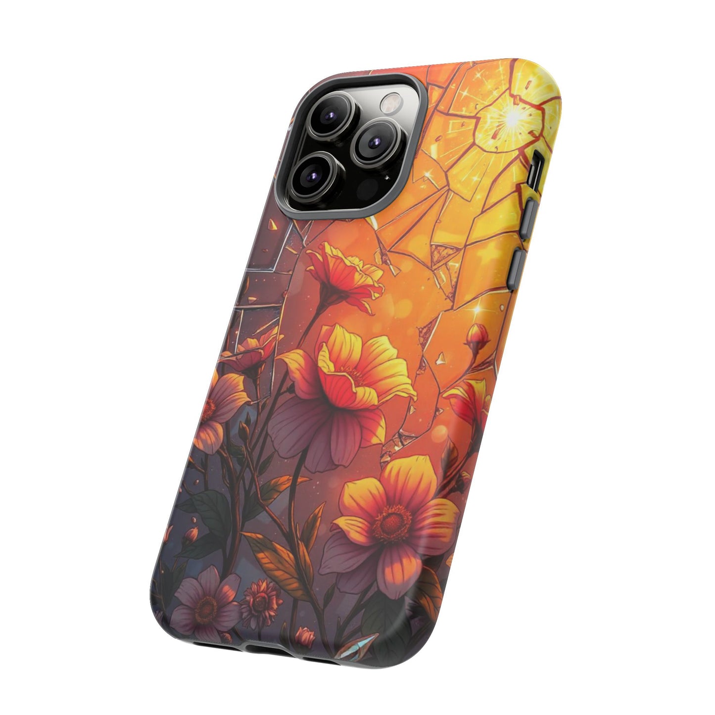 "Sunset Bloom: Shattered Glass & Floral Harmony Tough Case"