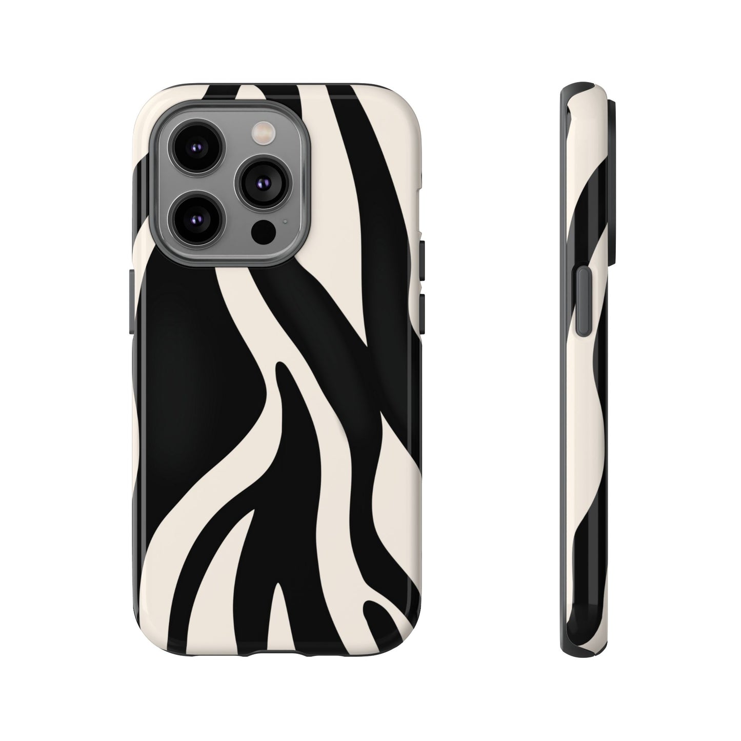 "Monochrome Waves: Zebra-Inspired Elegance Tough Case"