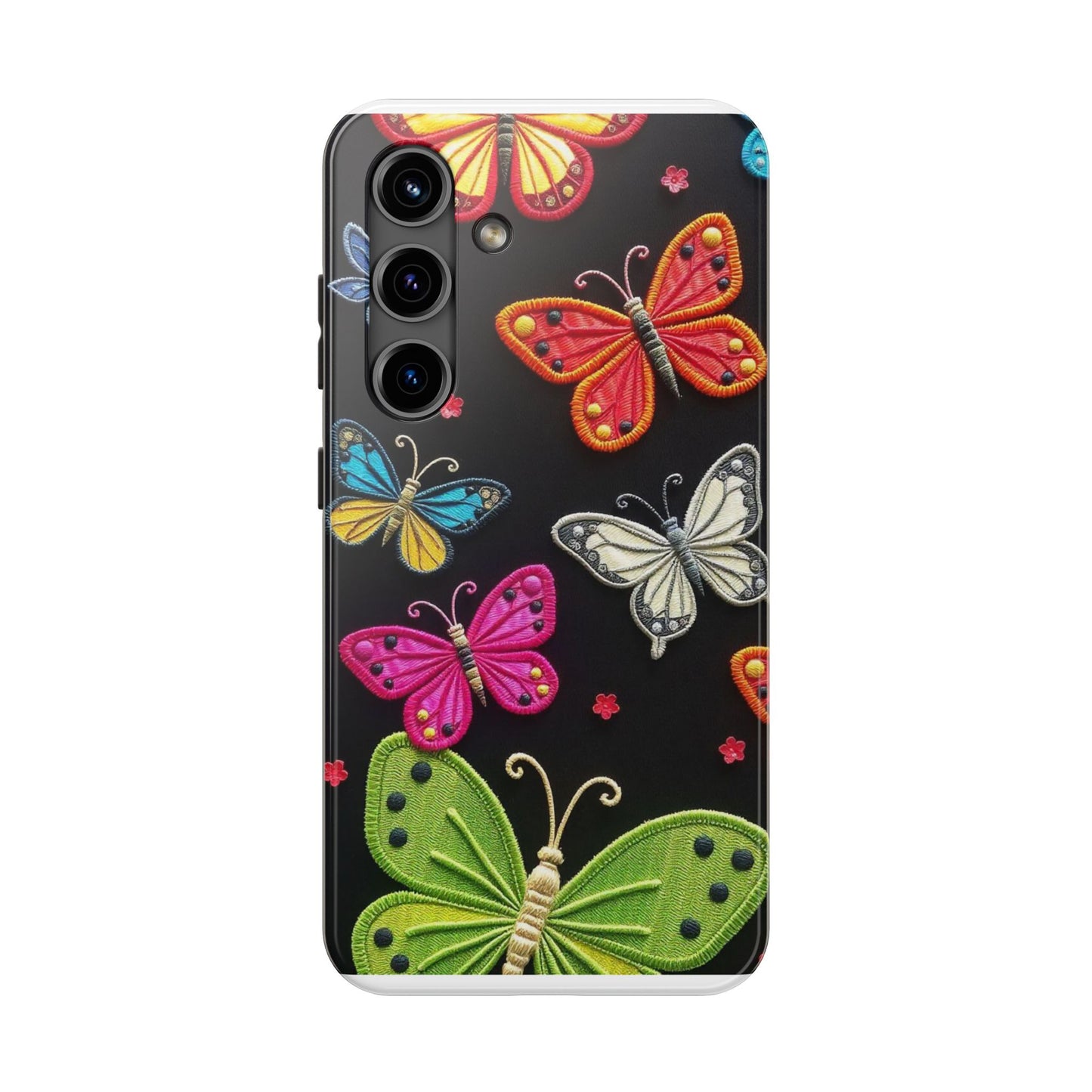 Vibrant Embroidered Butterflies Phone Case