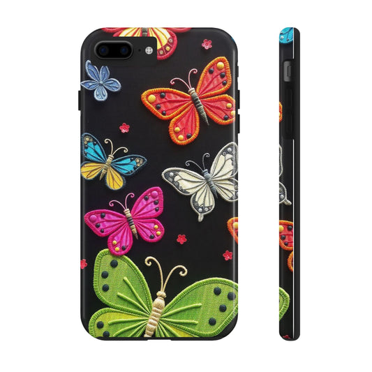 Vibrant Embroidered Butterflies Phone Case