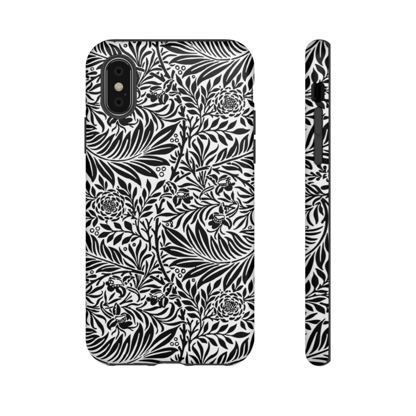 Black and White Botanical Floral Tough Phone Case