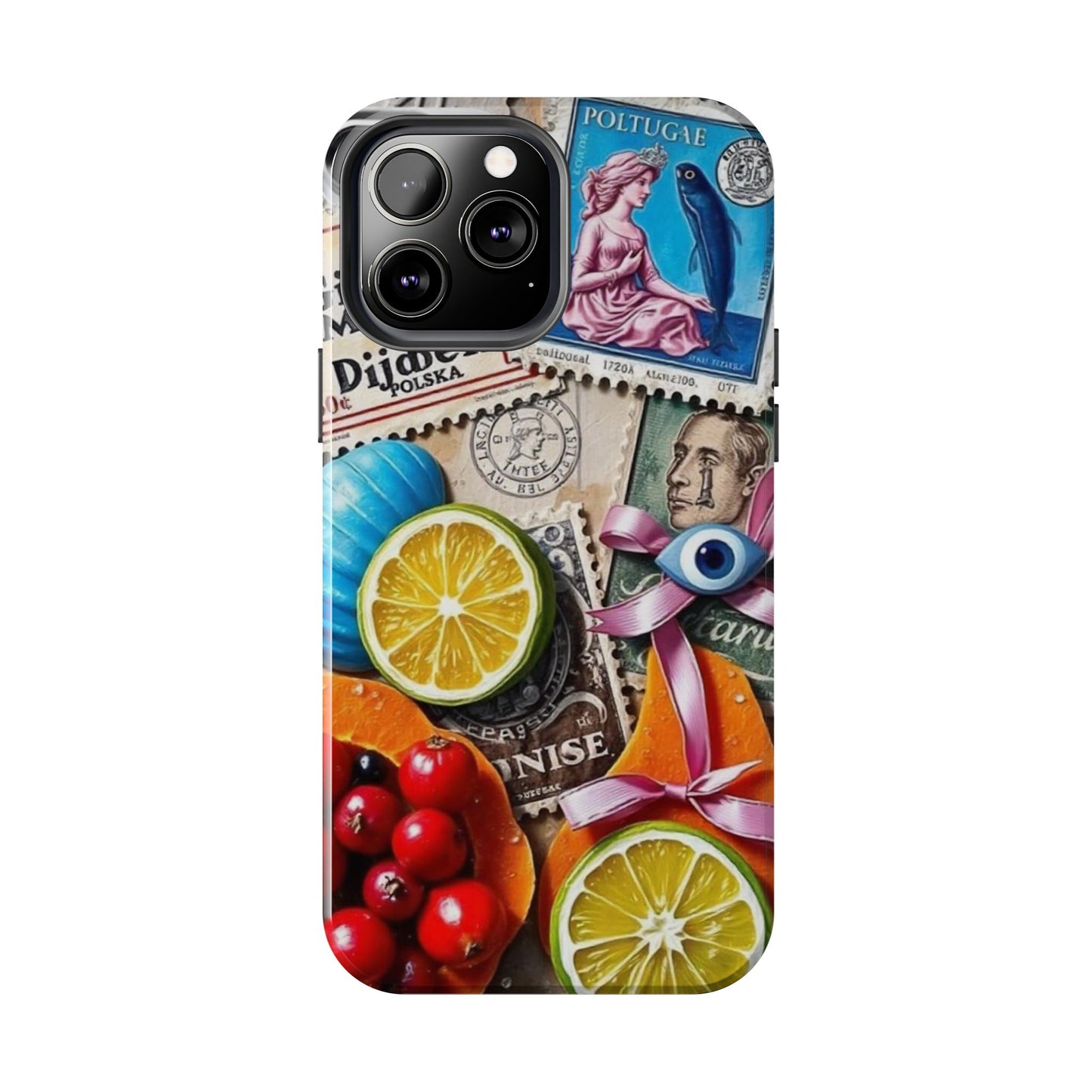 "Vibrant Collage: Travel, Culture, and Citrus Tough Phone Case"