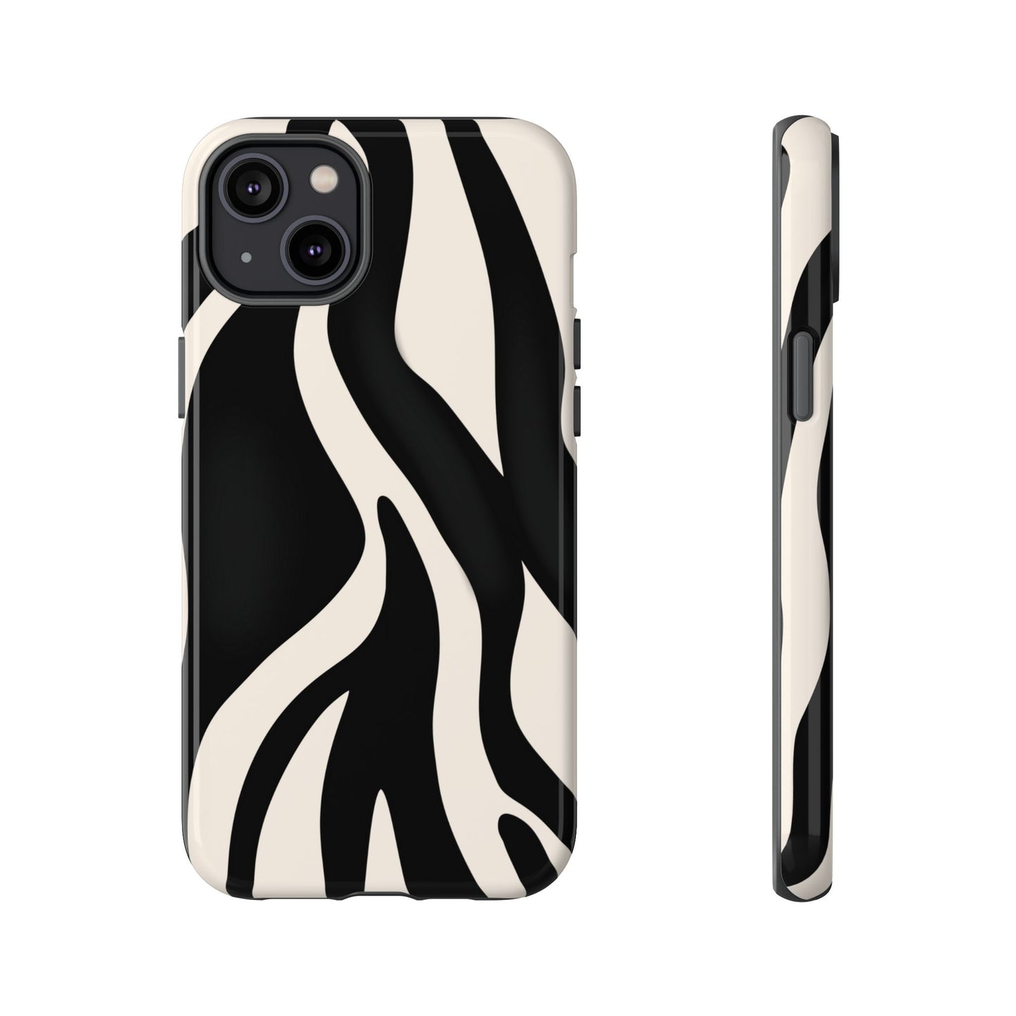 "Monochrome Waves: Zebra-Inspired Elegance Tough Case"