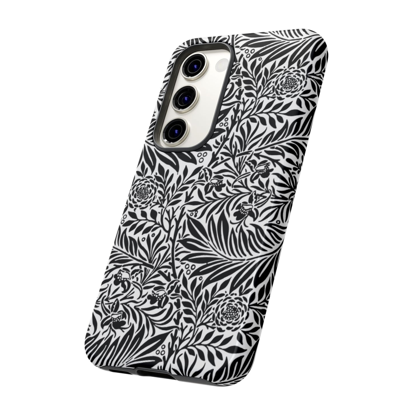 Black and White Botanical Floral Tough Phone Case