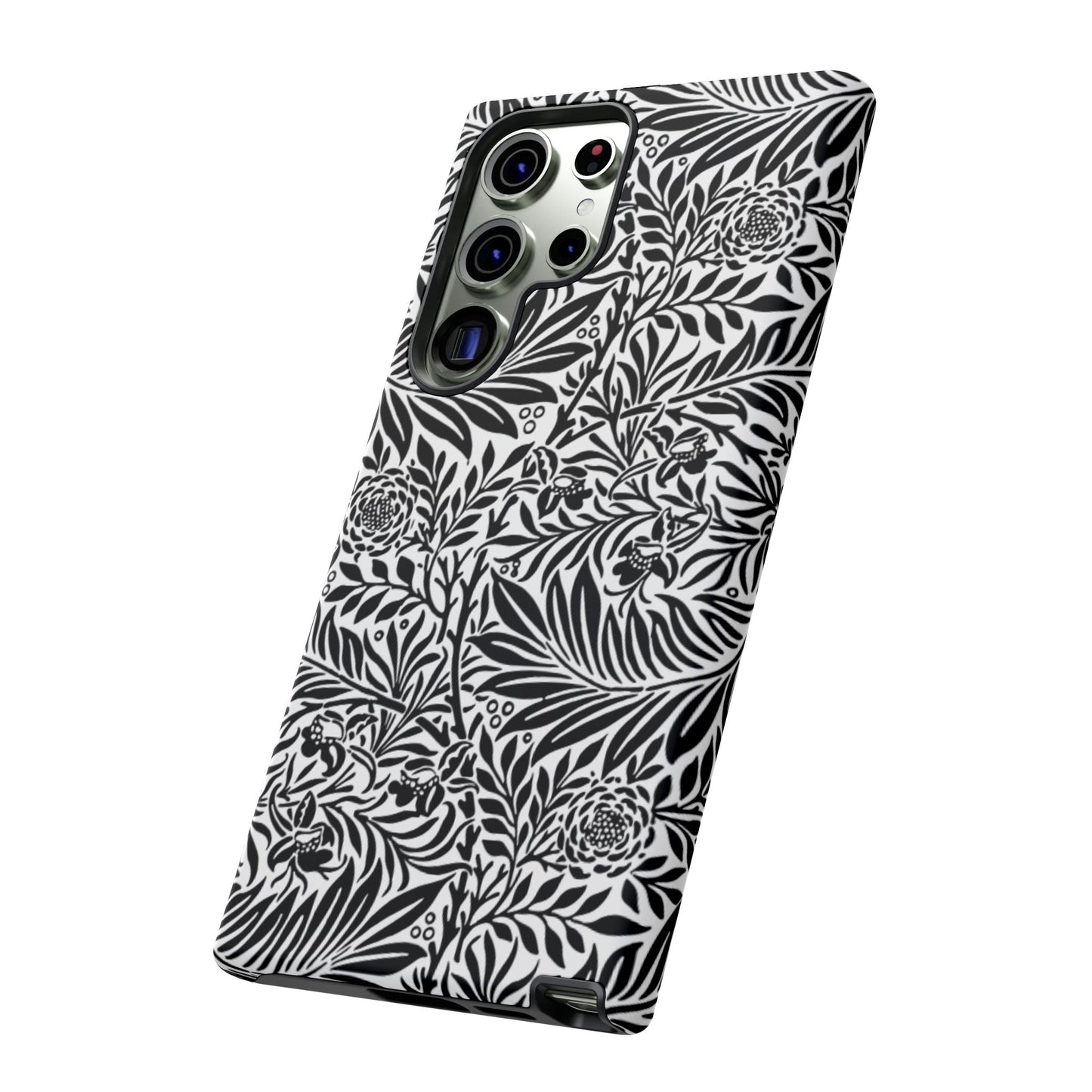 Black and White Botanical Floral Tough Phone Case