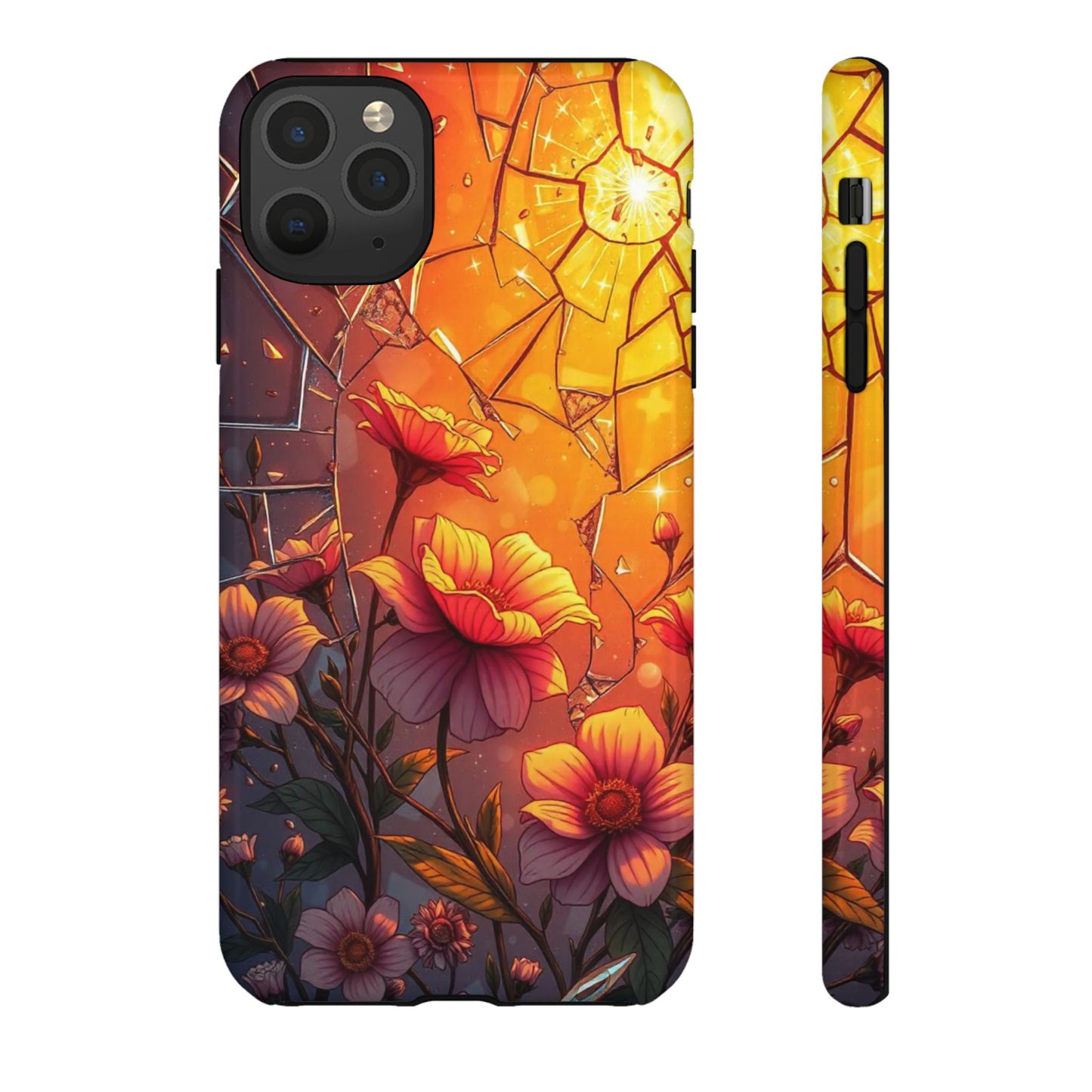 "Sunset Bloom: Shattered Glass & Floral Harmony Tough Case"