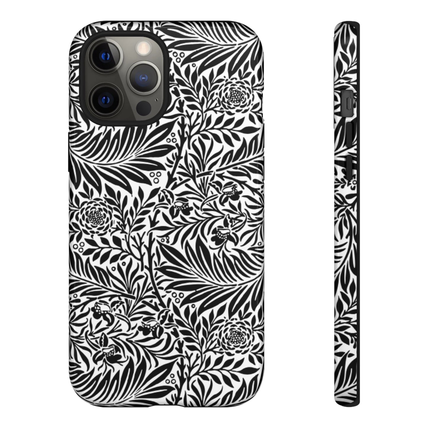 Black and White Botanical Floral Tough Phone Case