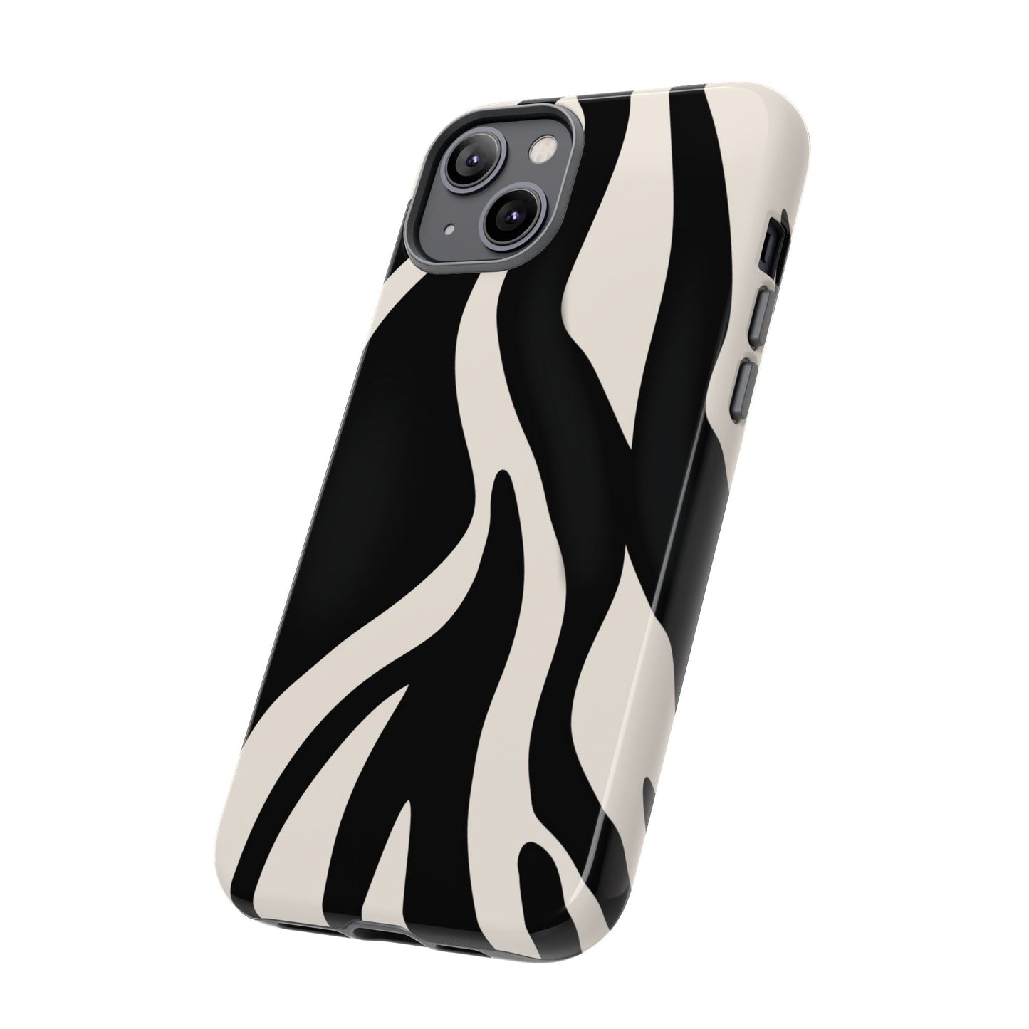 "Monochrome Waves: Zebra-Inspired Elegance Tough Case"