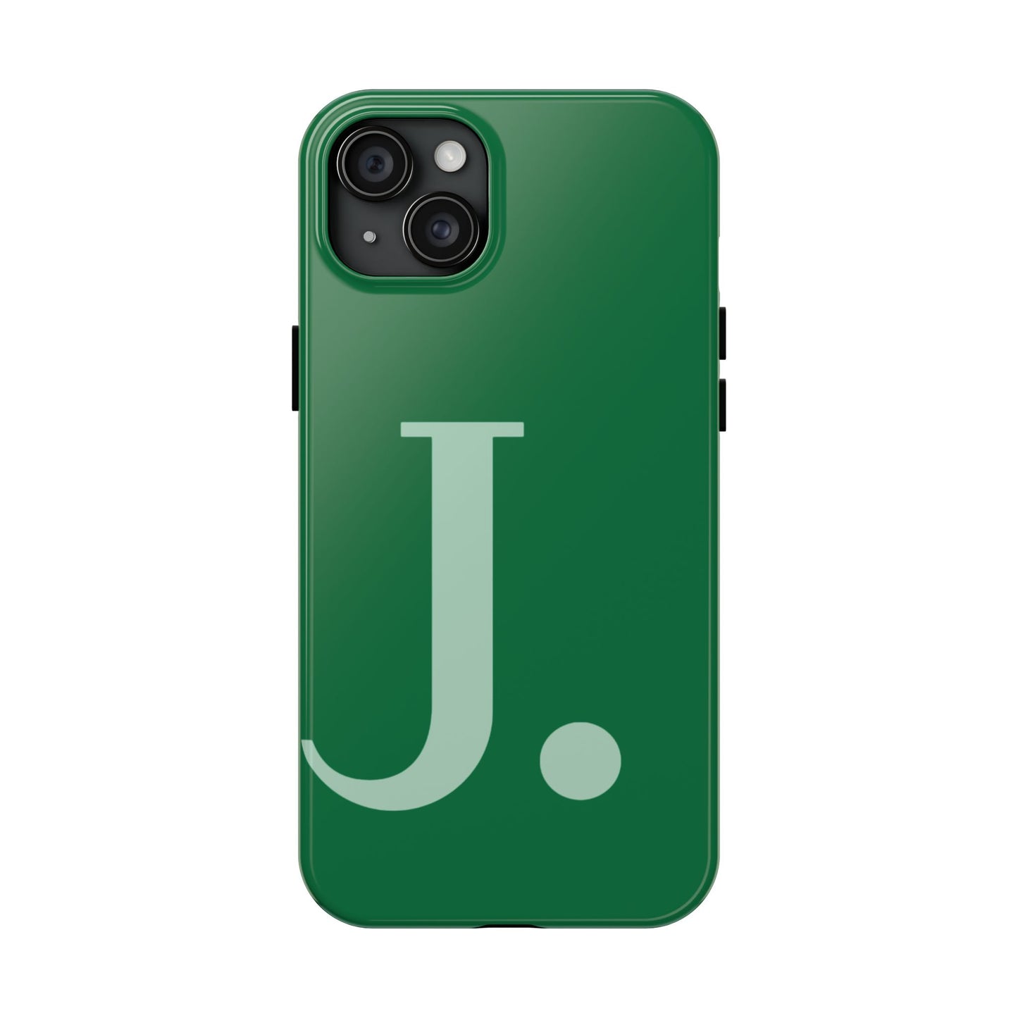 "Bold Minimalist Monogram: Custom Green Initial Tough Phone Case"