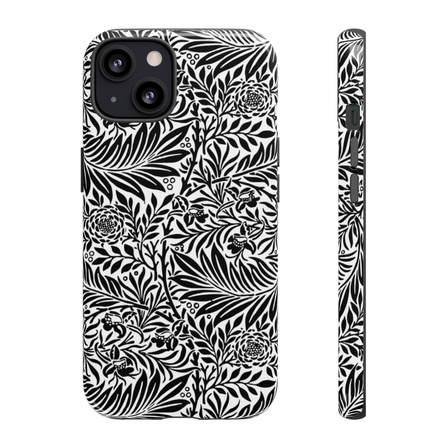 Black and White Botanical Floral Tough Phone Case