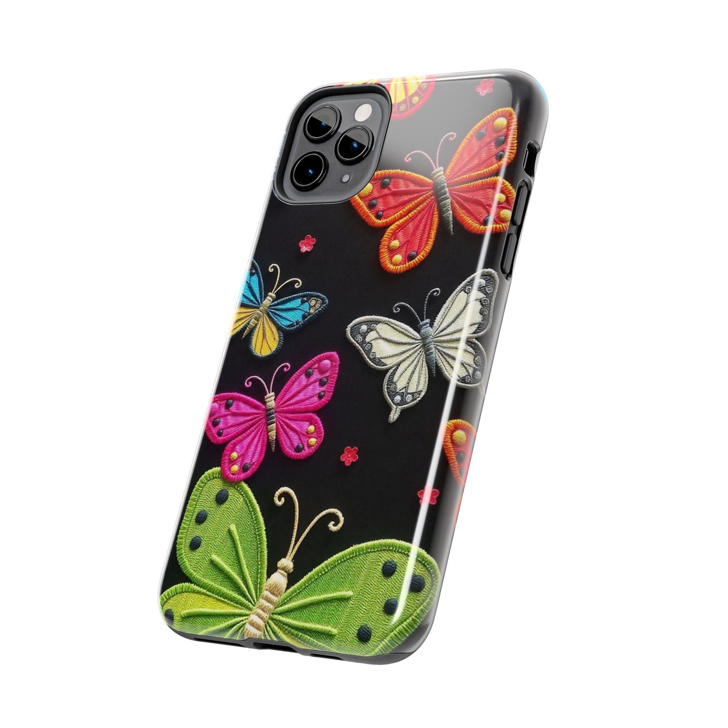 Vibrant Embroidered Butterflies Phone Case