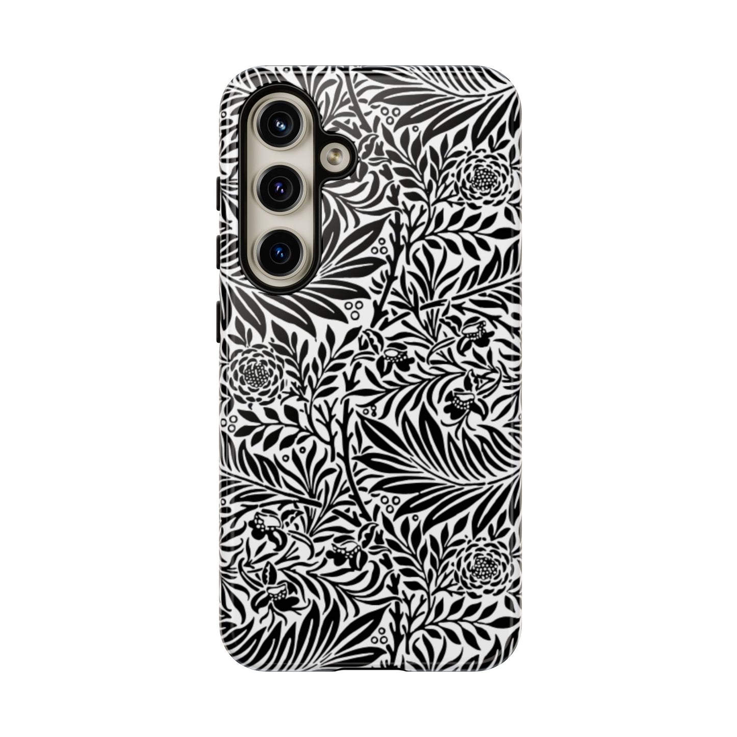 Black and White Botanical Floral Tough Phone Case