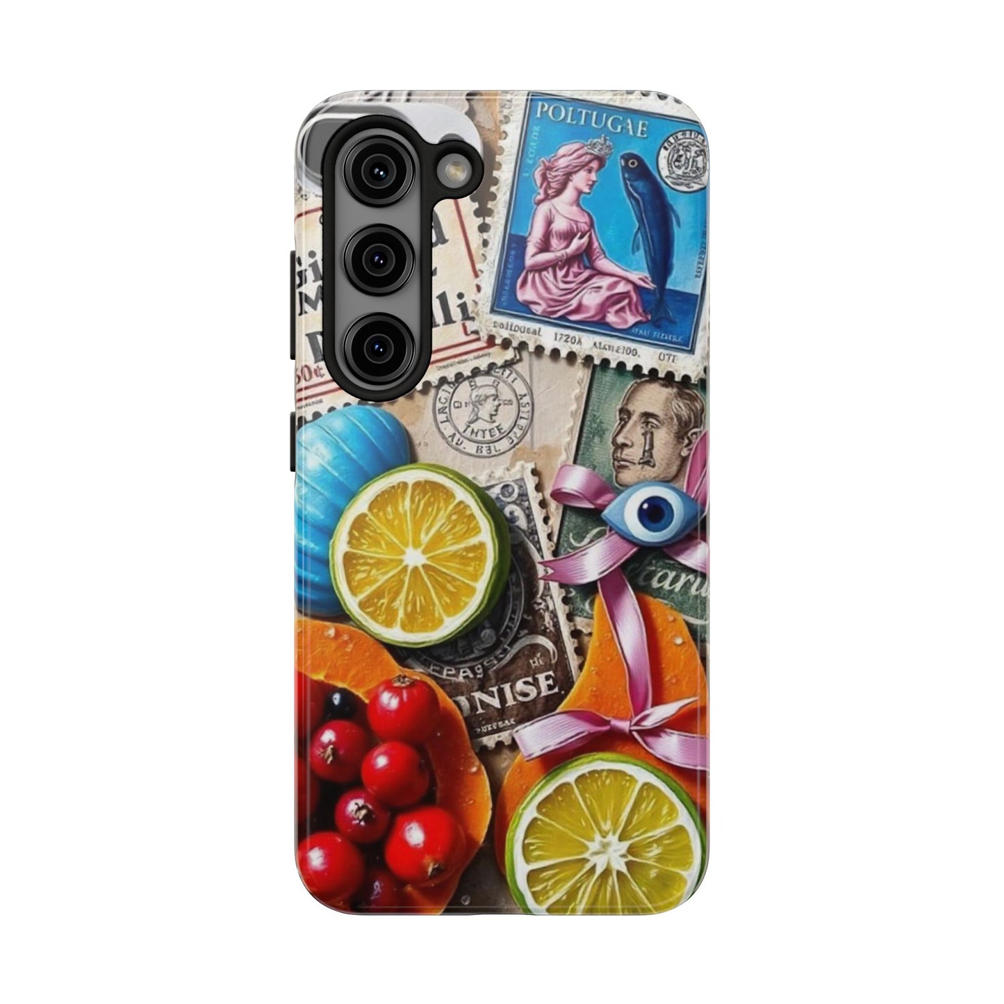 "Vibrant Collage: Travel, Culture, and Citrus Tough Phone Case"