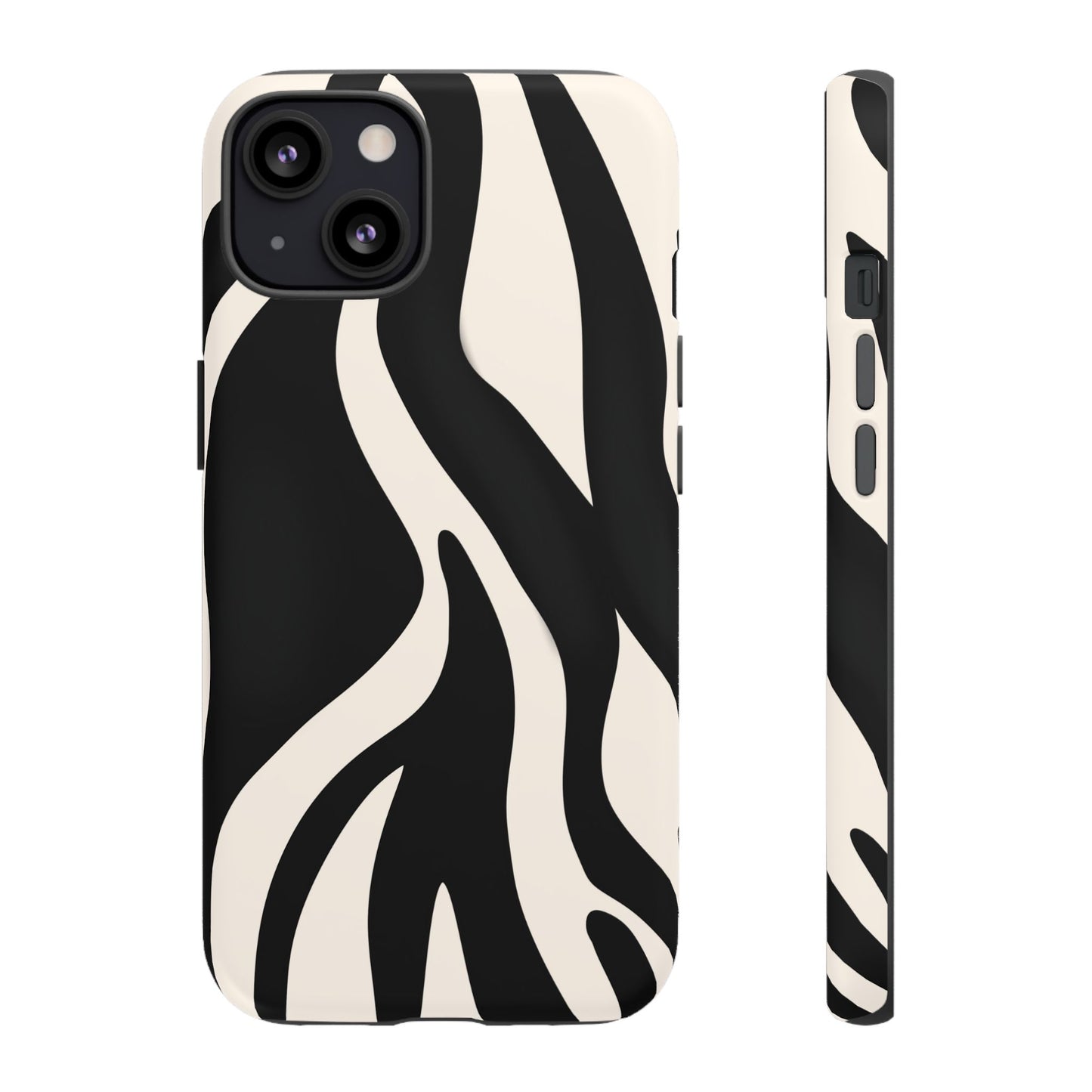 "Monochrome Waves: Zebra-Inspired Elegance Tough Case"