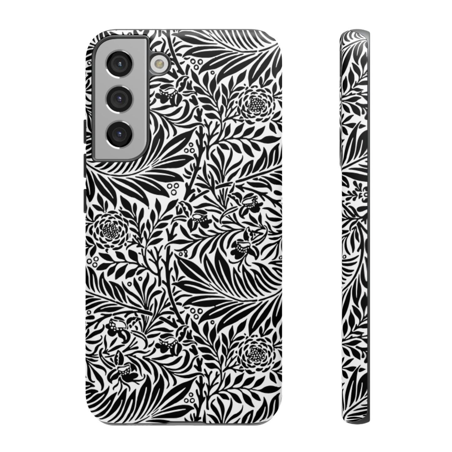 Black and White Botanical Floral Tough Phone Case