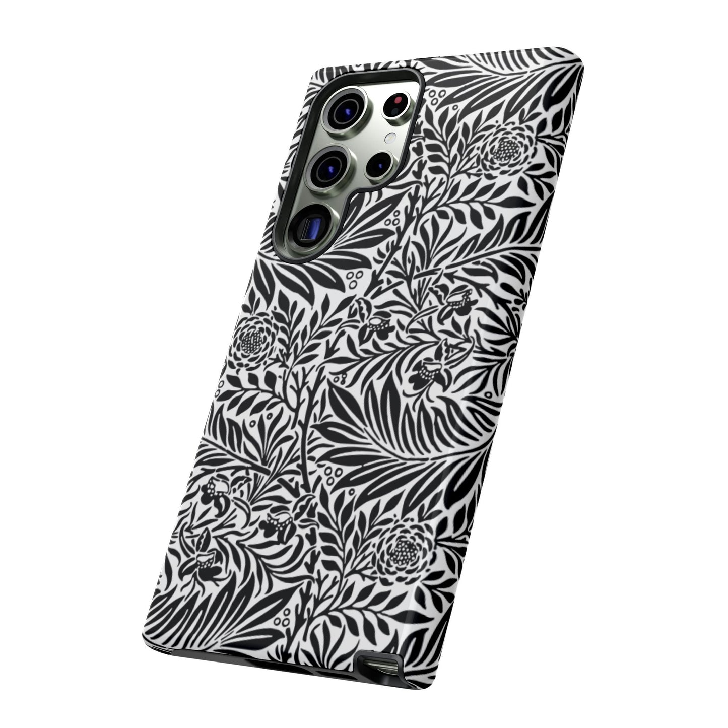 Black and White Botanical Floral Tough Phone Case