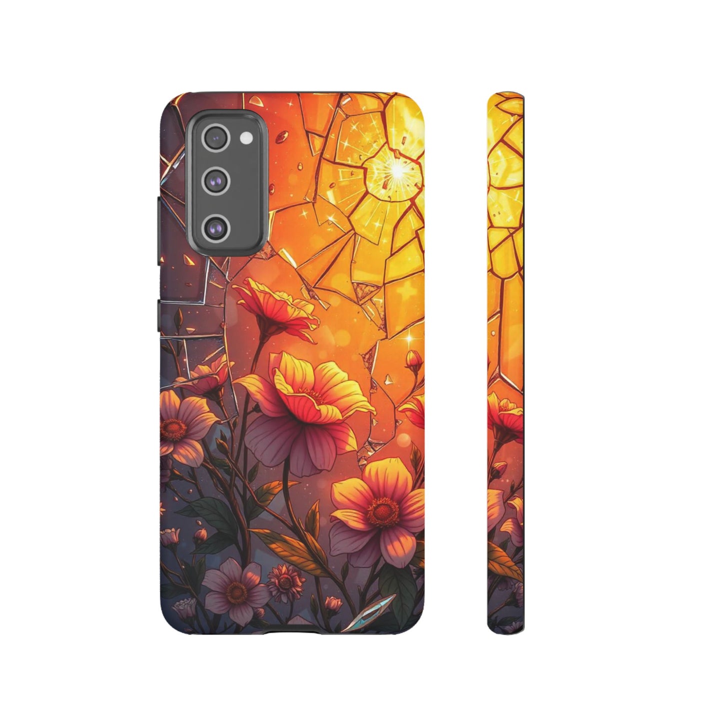 "Sunset Bloom: Shattered Glass & Floral Harmony Tough Case"