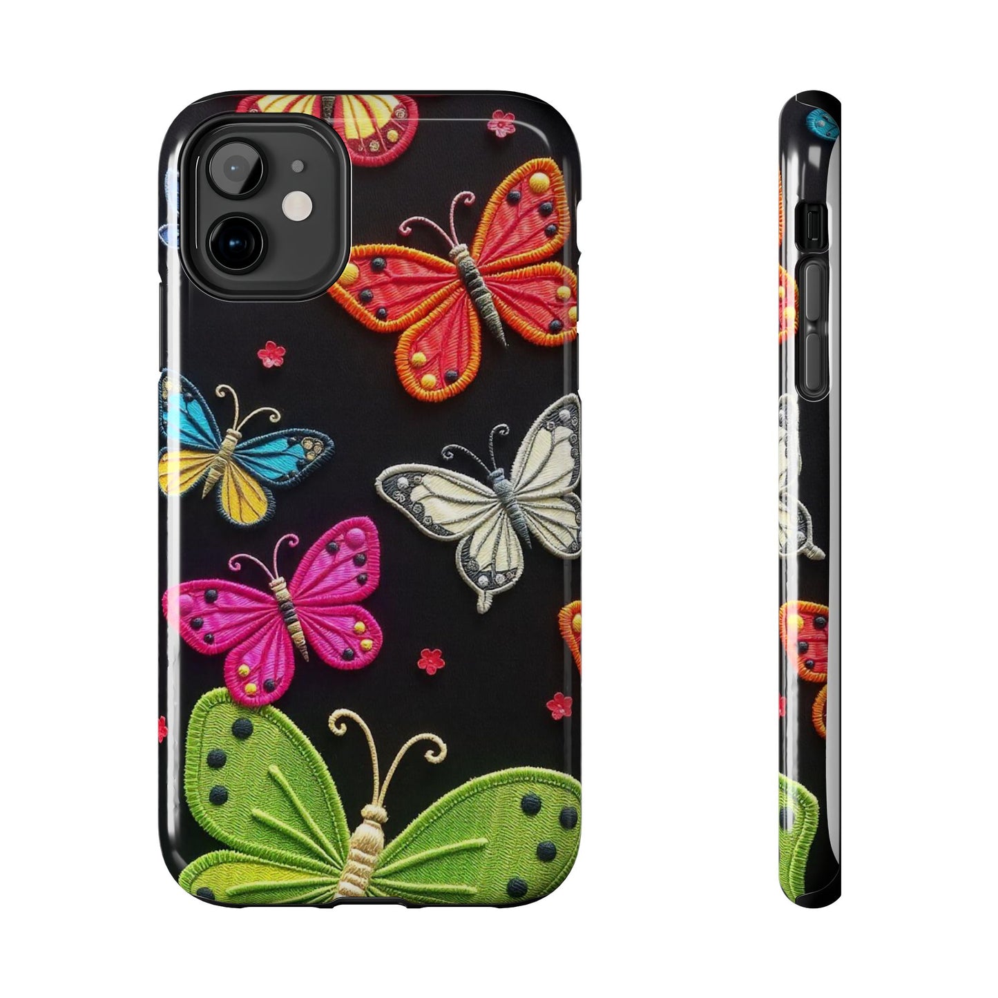 Vibrant Embroidered Butterflies Phone Case